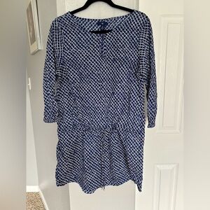 GAP Navy and White Floral Women’s Blouse Size M